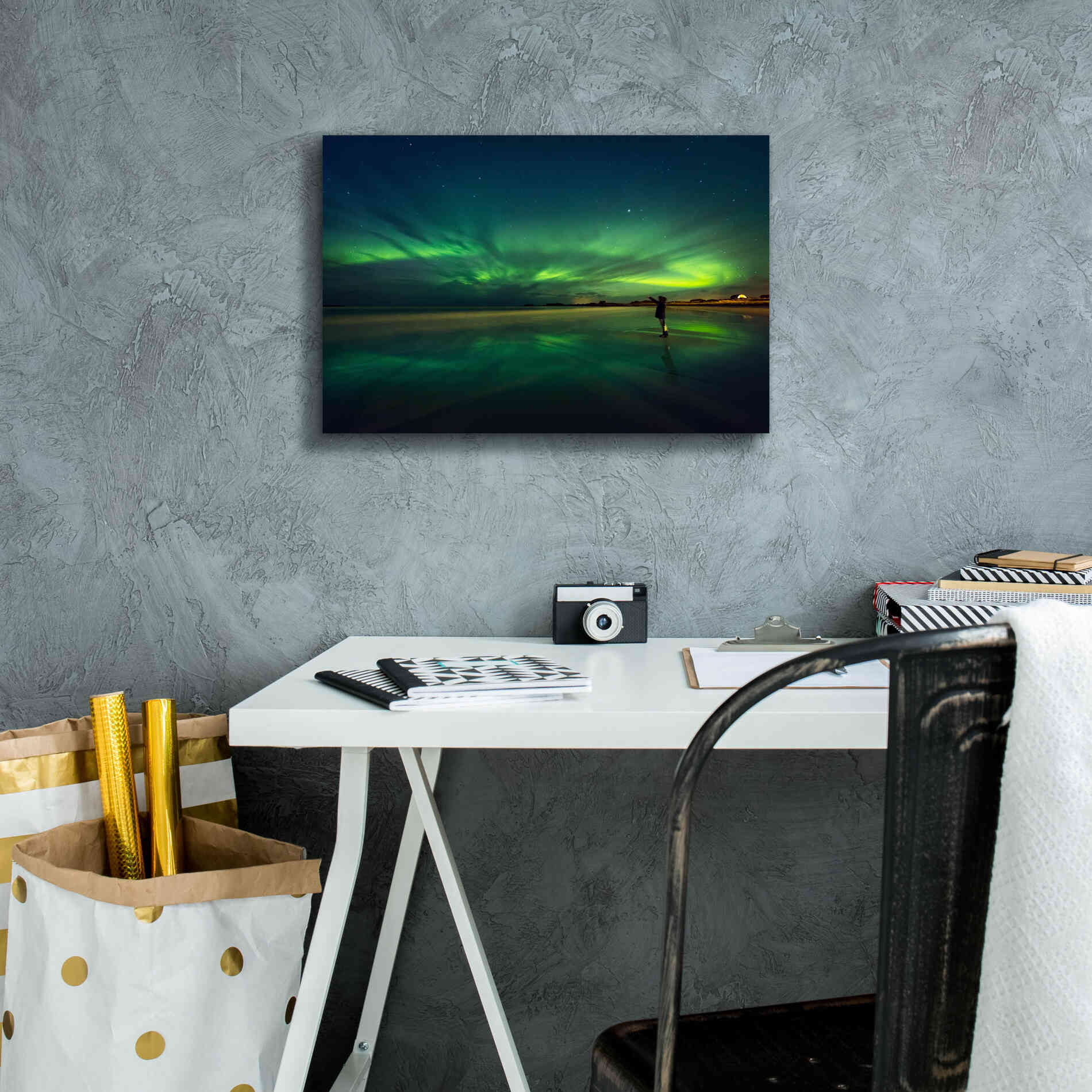 'Amazing View On The Northern Lights' by Epic Portfolio, Giclee Canvas Wall Art,18x12