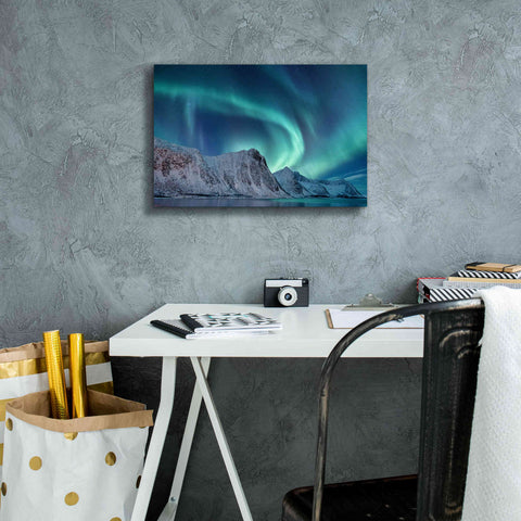 Image of 'Aurora Borealis In Norway Green' by Epic Portfolio, Giclee Canvas Wall Art,18x12