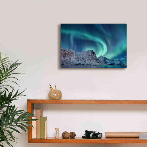 Image of 'Aurora Borealis In Norway Green' by Epic Portfolio, Giclee Canvas Wall Art,18x12