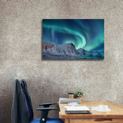 Image of 'Aurora Borealis In Norway Green' by Epic Portfolio, Giclee Canvas Wall Art,40x26