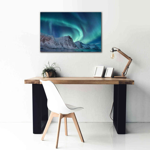 Image of 'Aurora Borealis In Norway Green' by Epic Portfolio, Giclee Canvas Wall Art,40x26