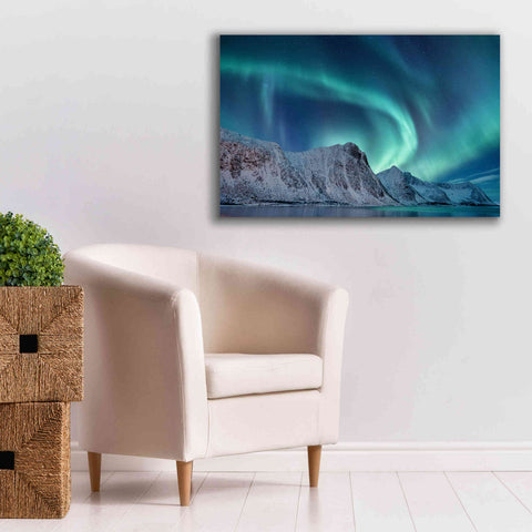 Image of 'Aurora Borealis In Norway Green' by Epic Portfolio, Giclee Canvas Wall Art,40x26