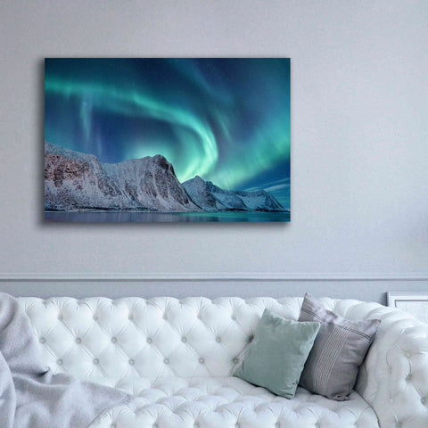Image of 'Aurora Borealis In Norway Green' by Epic Portfolio, Giclee Canvas Wall Art,60x40