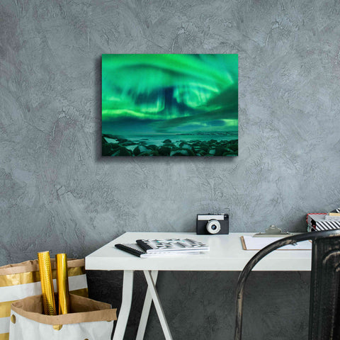 Image of 'Aurora Borealis Over Ocean' by Epic Portfolio, Giclee Canvas Wall Art,16x12