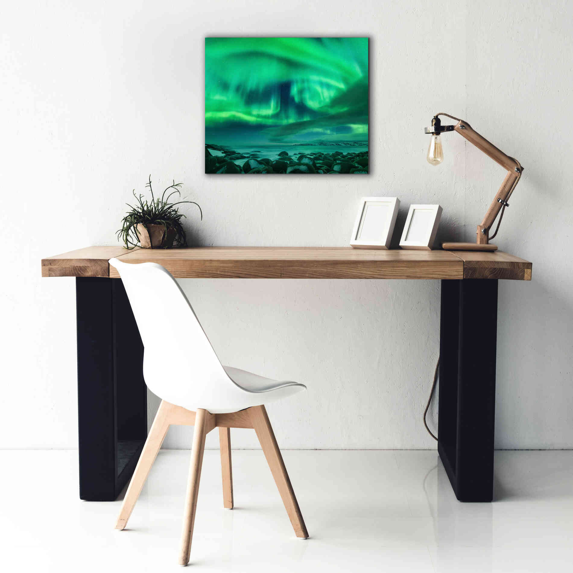 'Aurora Borealis Over Ocean' by Epic Portfolio, Giclee Canvas Wall Art,24x20