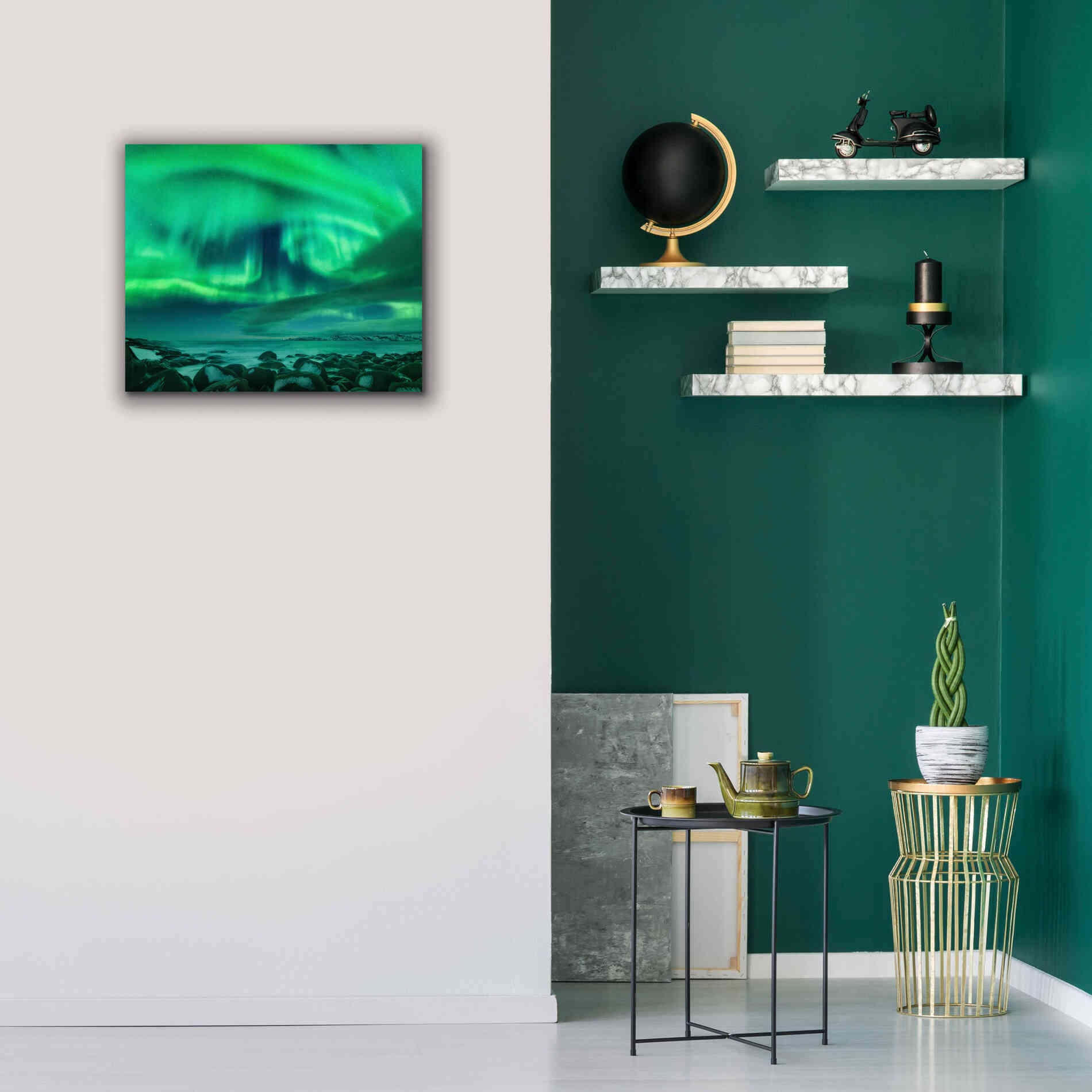 'Aurora Borealis Over Ocean' by Epic Portfolio, Giclee Canvas Wall Art,24x20