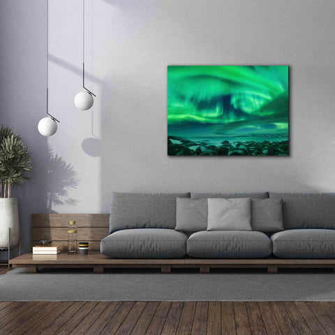 Image of 'Aurora Borealis Over Ocean' by Epic Portfolio, Giclee Canvas Wall Art,54x40