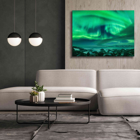 Image of 'Aurora Borealis Over Ocean' by Epic Portfolio, Giclee Canvas Wall Art,54x40