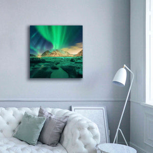'Aurora Over Snowy Mountains' by Epic Portfolio, Giclee Canvas Wall Art,37x37