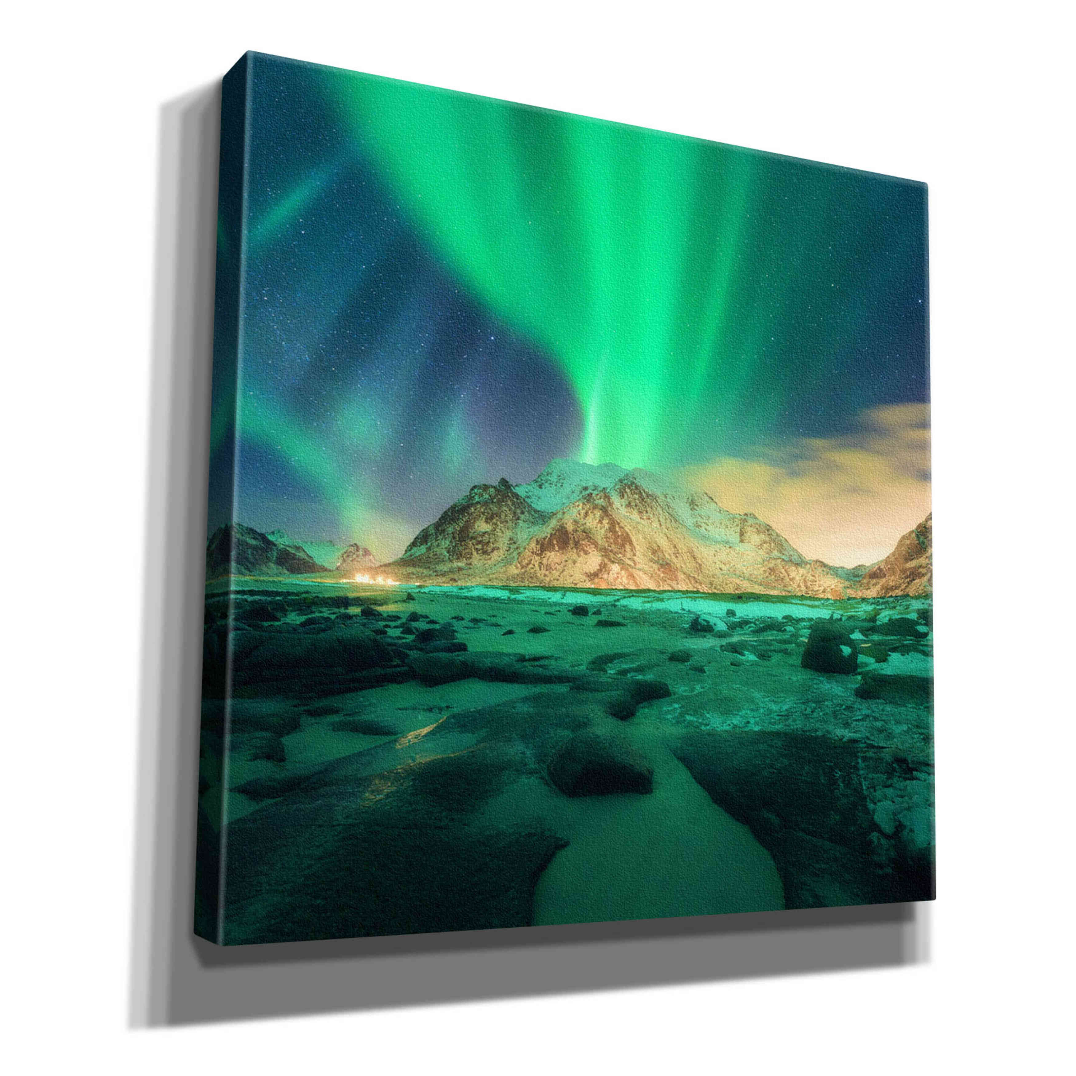 'Aurora Over Snowy Mountains' by Epic Portfolio, Giclee Canvas Wall Art