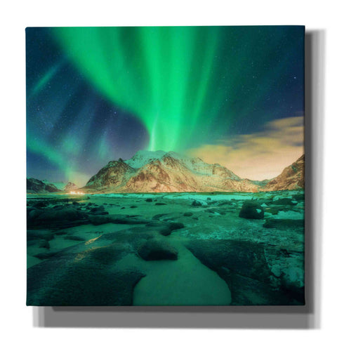 Image of 'Aurora Over Snowy Mountains' by Epic Portfolio, Giclee Canvas Wall Art