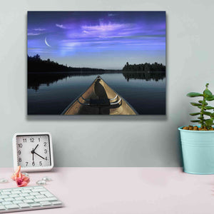 'Canoeing Under The Northern Lights' by Epic Portfolio, Giclee Canvas Wall Art,16x12