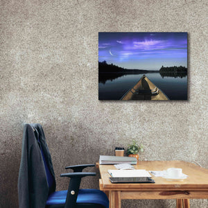 'Canoeing Under The Northern Lights' by Epic Portfolio, Giclee Canvas Wall Art,34x26
