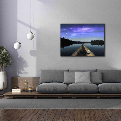 Image of 'Canoeing Under The Northern Lights' by Epic Portfolio, Giclee Canvas Wall Art,54x40