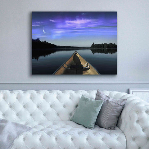 Image of 'Canoeing Under The Northern Lights' by Epic Portfolio, Giclee Canvas Wall Art,54x40