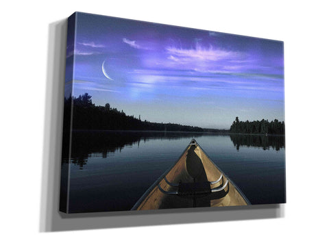 Image of 'Canoeing Under The Northern Lights' by Epic Portfolio, Giclee Canvas Wall Art