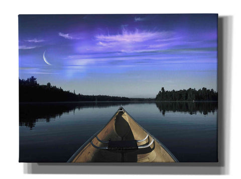 Image of 'Canoeing Under The Northern Lights' by Epic Portfolio, Giclee Canvas Wall Art