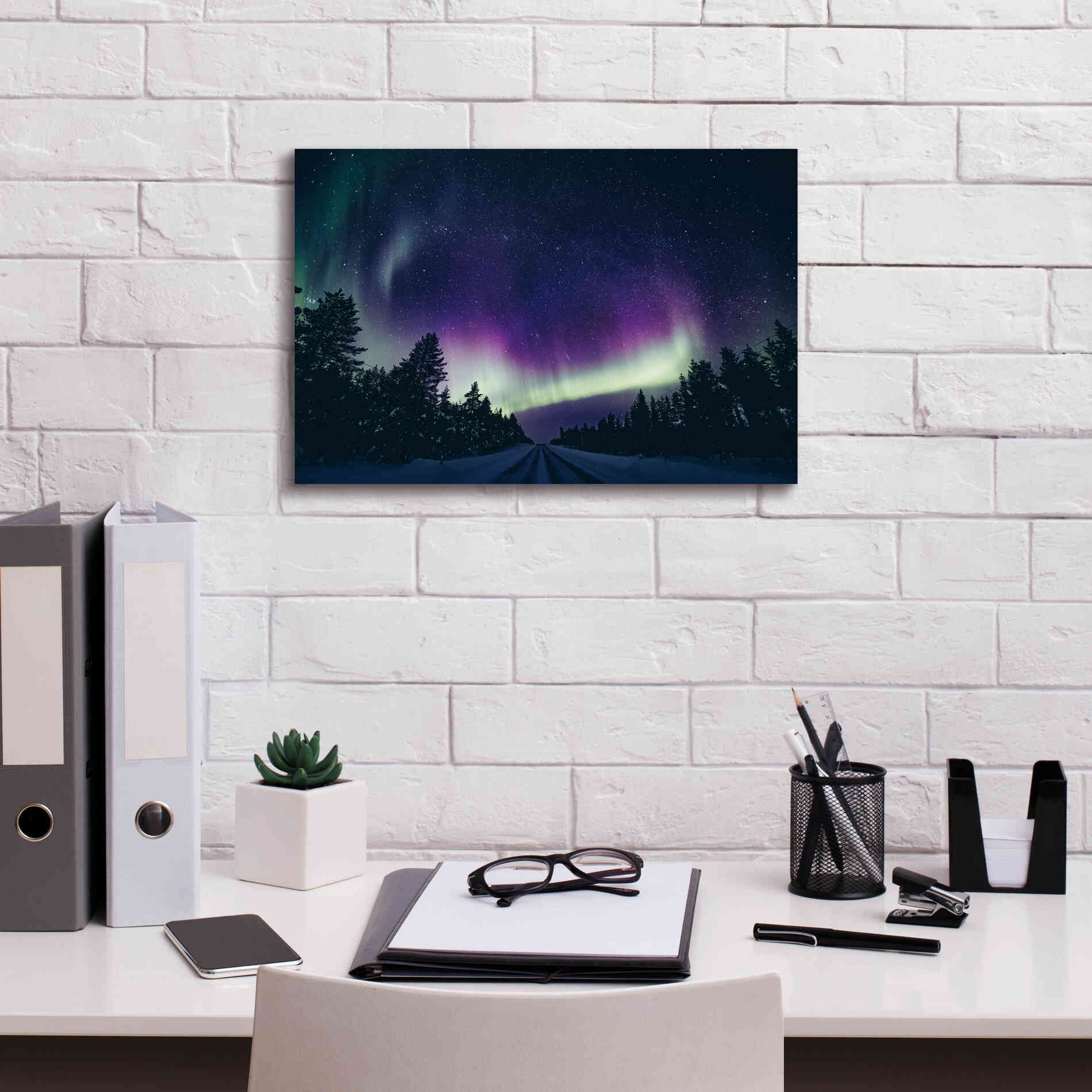 'Colorful Polar Arctic Northern Lights' by Epic Portfolio, Giclee Canvas Wall Art,18x12