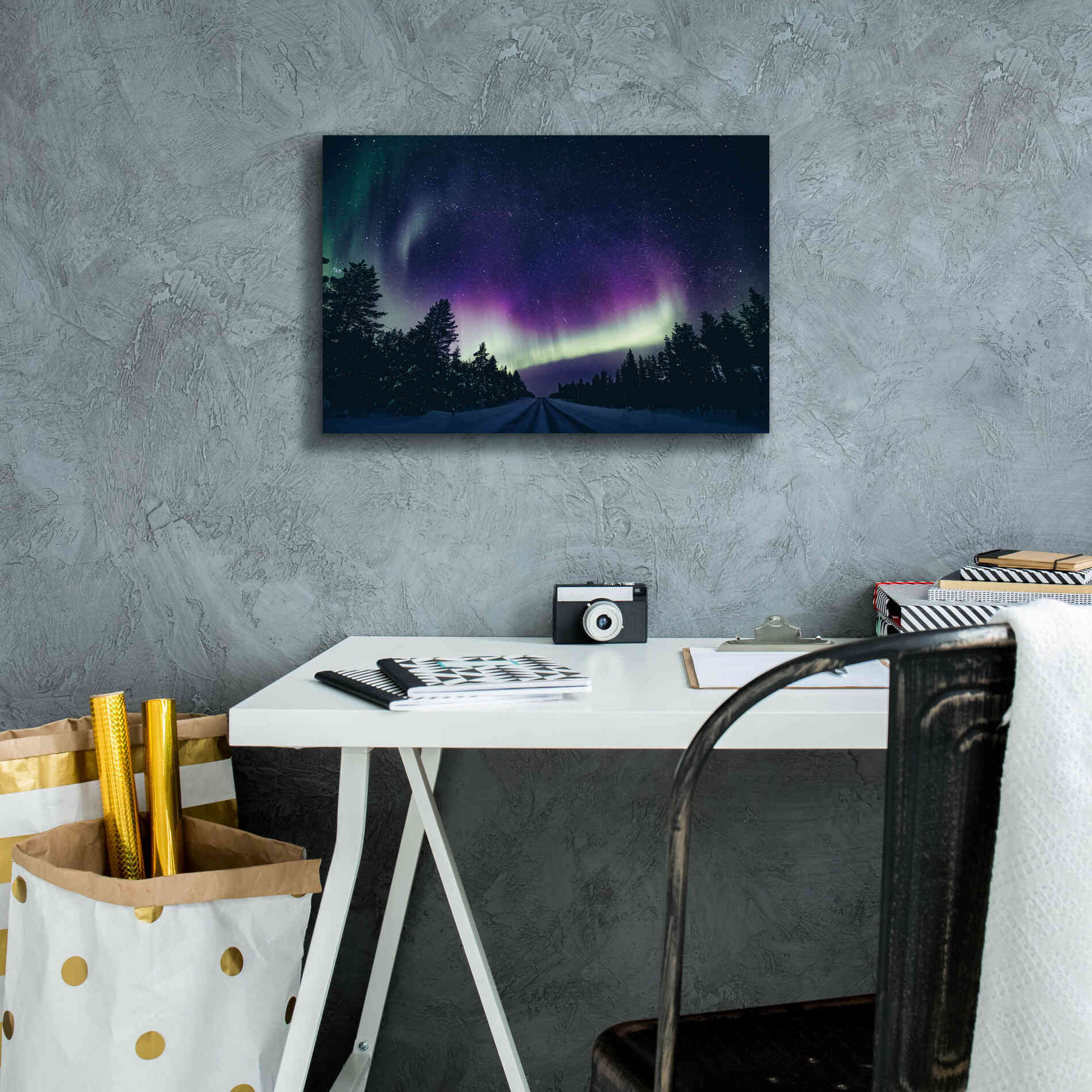 'Colorful Polar Arctic Northern Lights' by Epic Portfolio, Giclee Canvas Wall Art,18x12