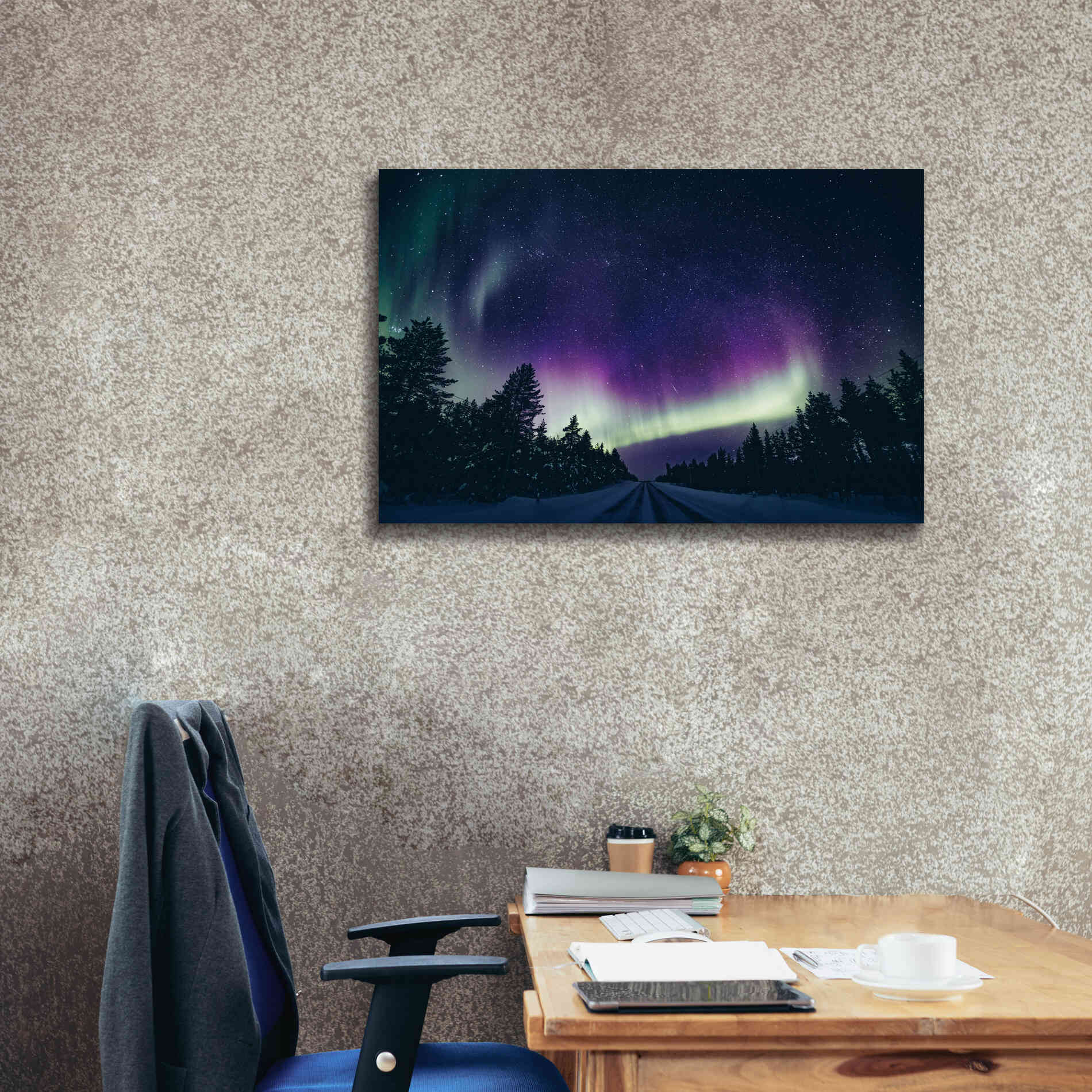 'Colorful Polar Arctic Northern Lights' by Epic Portfolio, Giclee Canvas Wall Art,40x26