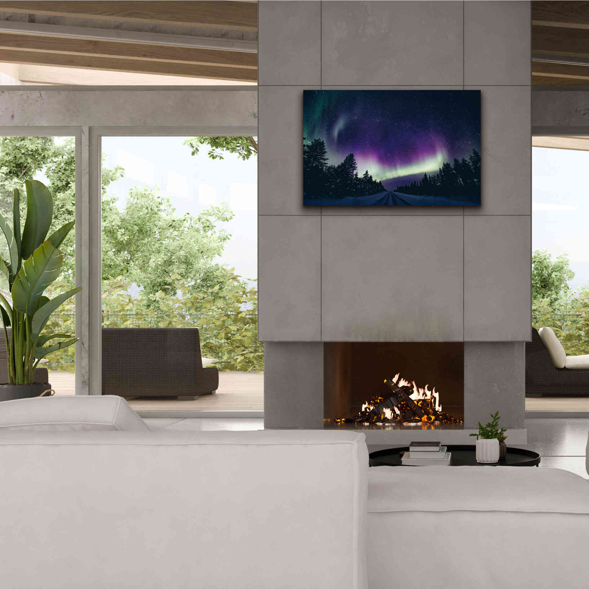'Colorful Polar Arctic Northern Lights' by Epic Portfolio, Giclee Canvas Wall Art,40x26