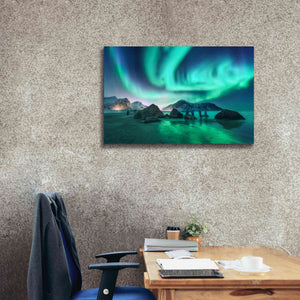 'Green Aurora Borealis And People' by Epic Portfolio, Giclee Canvas Wall Art,40x26