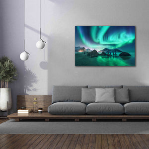 'Green Aurora Borealis And People' by Epic Portfolio, Giclee Canvas Wall Art,60x40