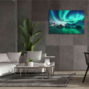'Green Aurora Borealis And People' by Epic Portfolio, Giclee Canvas Wall Art,60x40