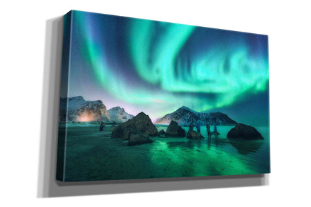 'Green Aurora Borealis And People' by Epic Portfolio, Giclee Canvas Wall Art