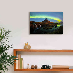 'Northern Light Aurora Borealis Over Kirkjufell 1' by Epic Portfolio, Giclee Canvas Wall Art,18x12