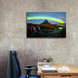 'Northern Light Aurora Borealis Over Kirkjufell 1' by Epic Portfolio, Giclee Canvas Wall Art,40x26