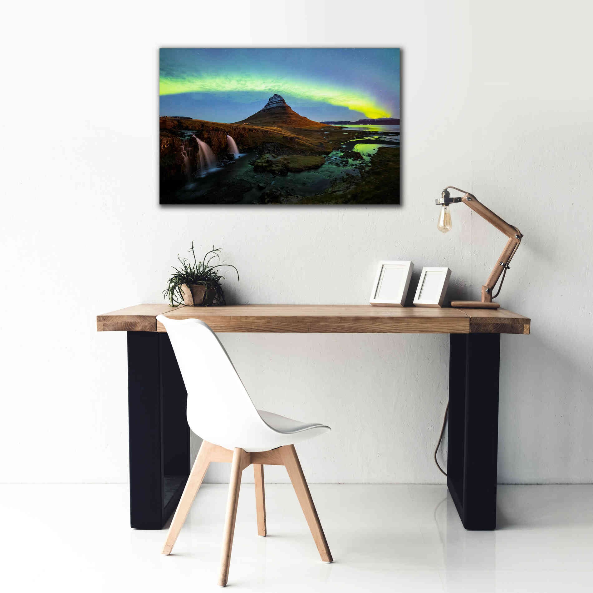 'Northern Light Aurora Borealis Over Kirkjufell 1' by Epic Portfolio, Giclee Canvas Wall Art,40x26