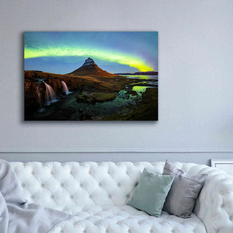 Image of 'Northern Light Aurora Borealis Over Kirkjufell 1' by Epic Portfolio, Giclee Canvas Wall Art,60x40