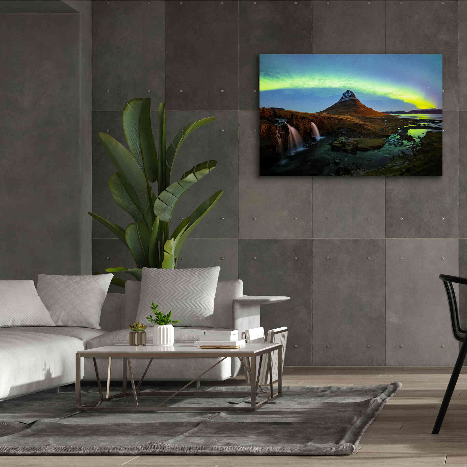 'Northern Light Aurora Borealis Over Kirkjufell 1' by Epic Portfolio, Giclee Canvas Wall Art,60x40