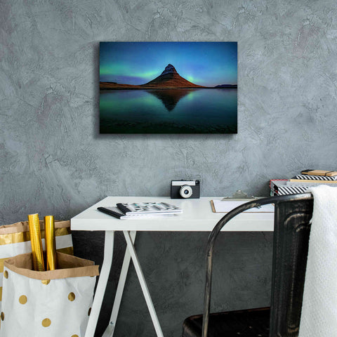 Image of 'Northern Light Aurora Borealis Over Kirkjufell 2' by Epic Portfolio, Giclee Canvas Wall Art,18x12