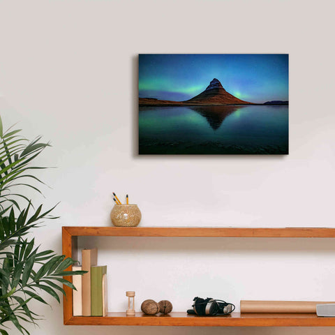 Image of 'Northern Light Aurora Borealis Over Kirkjufell 2' by Epic Portfolio, Giclee Canvas Wall Art,18x12