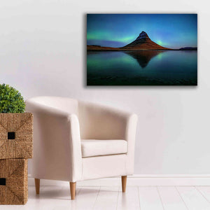 'Northern Light Aurora Borealis Over Kirkjufell 2' by Epic Portfolio, Giclee Canvas Wall Art,40x26