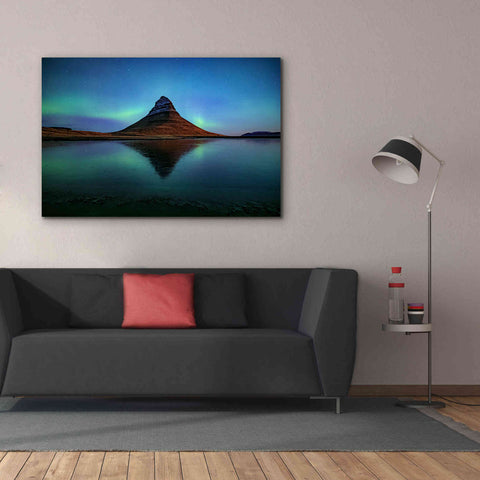 Image of 'Northern Light Aurora Borealis Over Kirkjufell 2' by Epic Portfolio, Giclee Canvas Wall Art,60x40