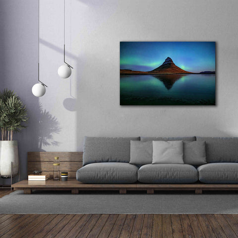 Image of 'Northern Light Aurora Borealis Over Kirkjufell 2' by Epic Portfolio, Giclee Canvas Wall Art,60x40