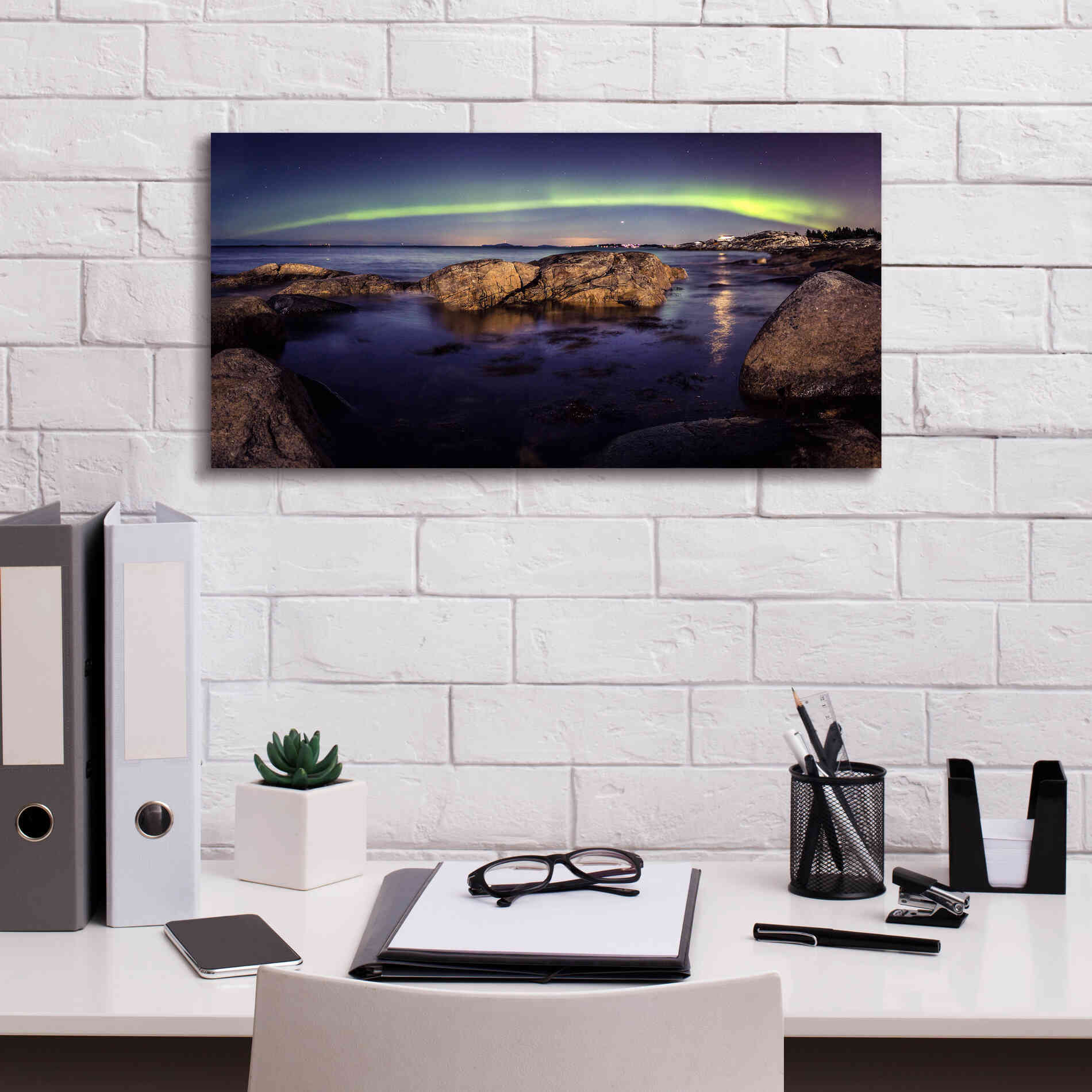 'Northern Lights 6' by Epic Portfolio, Giclee Canvas Wall Art,24x12