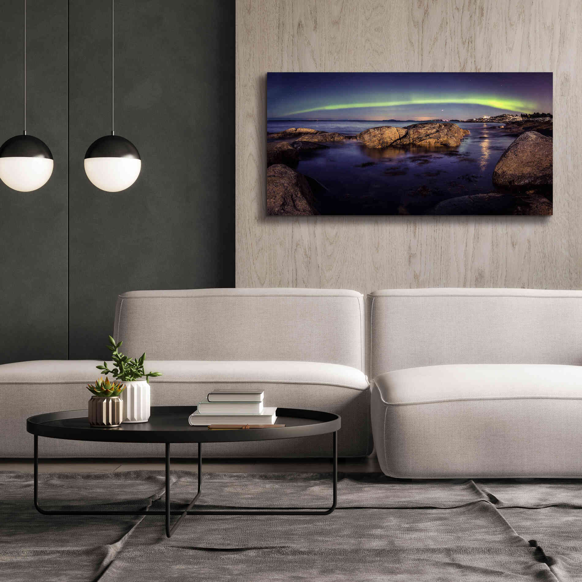 'Northern Lights 6' by Epic Portfolio, Giclee Canvas Wall Art,60x30