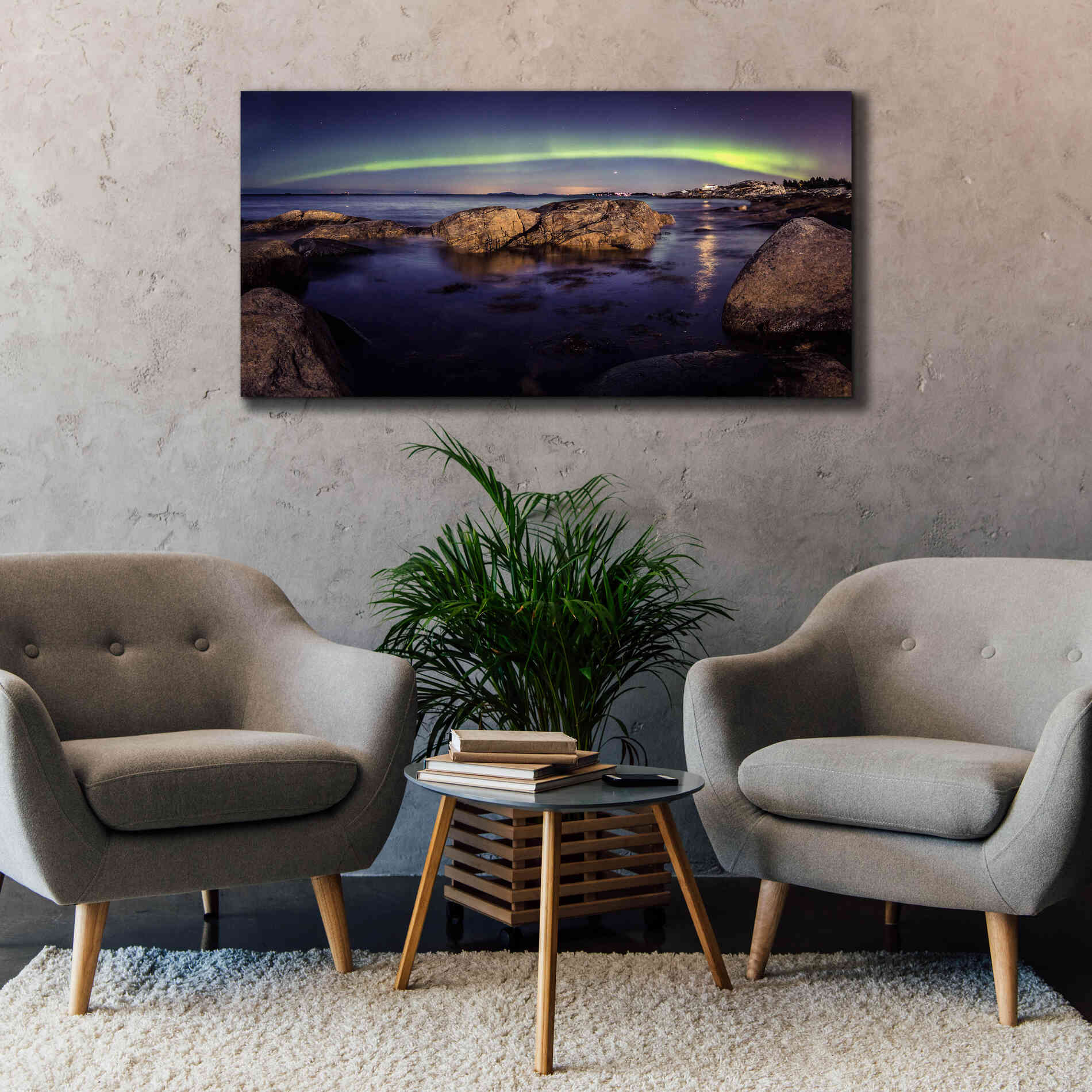 'Northern Lights 6' by Epic Portfolio, Giclee Canvas Wall Art,60x30
