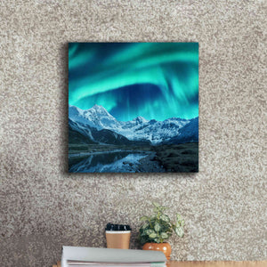 'Northern Lights Above Snow Covered Rocks' by Epic Portfolio, Giclee Canvas Wall Art,18x18