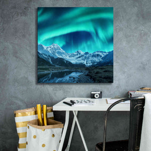'Northern Lights Above Snow Covered Rocks' by Epic Portfolio, Giclee Canvas Wall Art,26x26