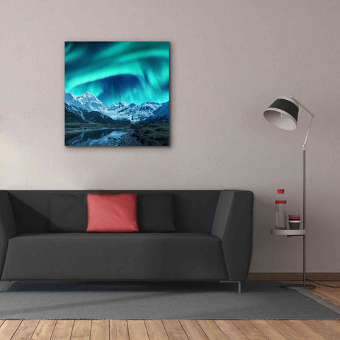 Image of 'Northern Lights Above Snow Covered Rocks' by Epic Portfolio, Giclee Canvas Wall Art,37x37