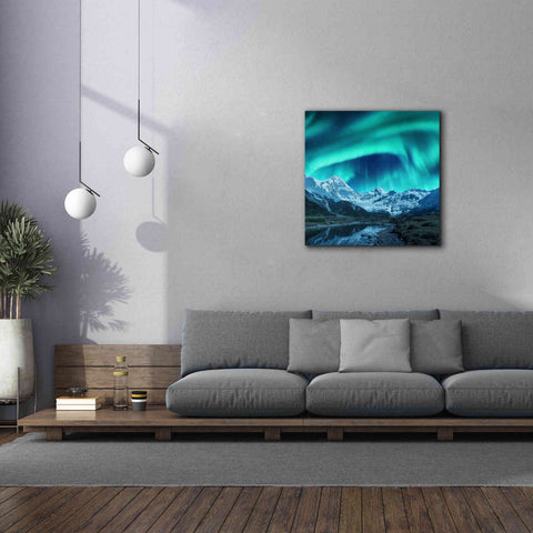 Image of 'Northern Lights Above Snow Covered Rocks' by Epic Portfolio, Giclee Canvas Wall Art,37x37