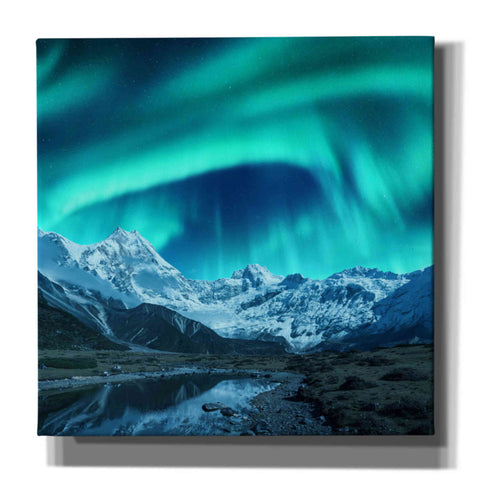 Image of 'Northern Lights Above Snow Covered Rocks' by Epic Portfolio, Giclee Canvas Wall Art