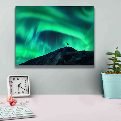 Image of 'Northern Lights And Woman' by Epic Portfolio, Giclee Canvas Wall Art,16x12