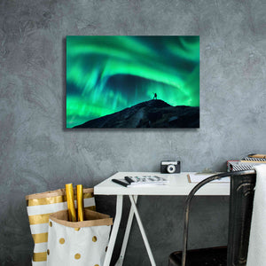 'Northern Lights And Woman' by Epic Portfolio, Giclee Canvas Wall Art,26x18