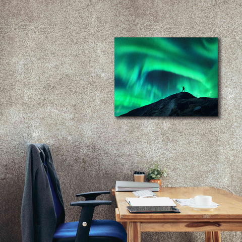 Image of 'Northern Lights And Woman' by Epic Portfolio, Giclee Canvas Wall Art,34x26